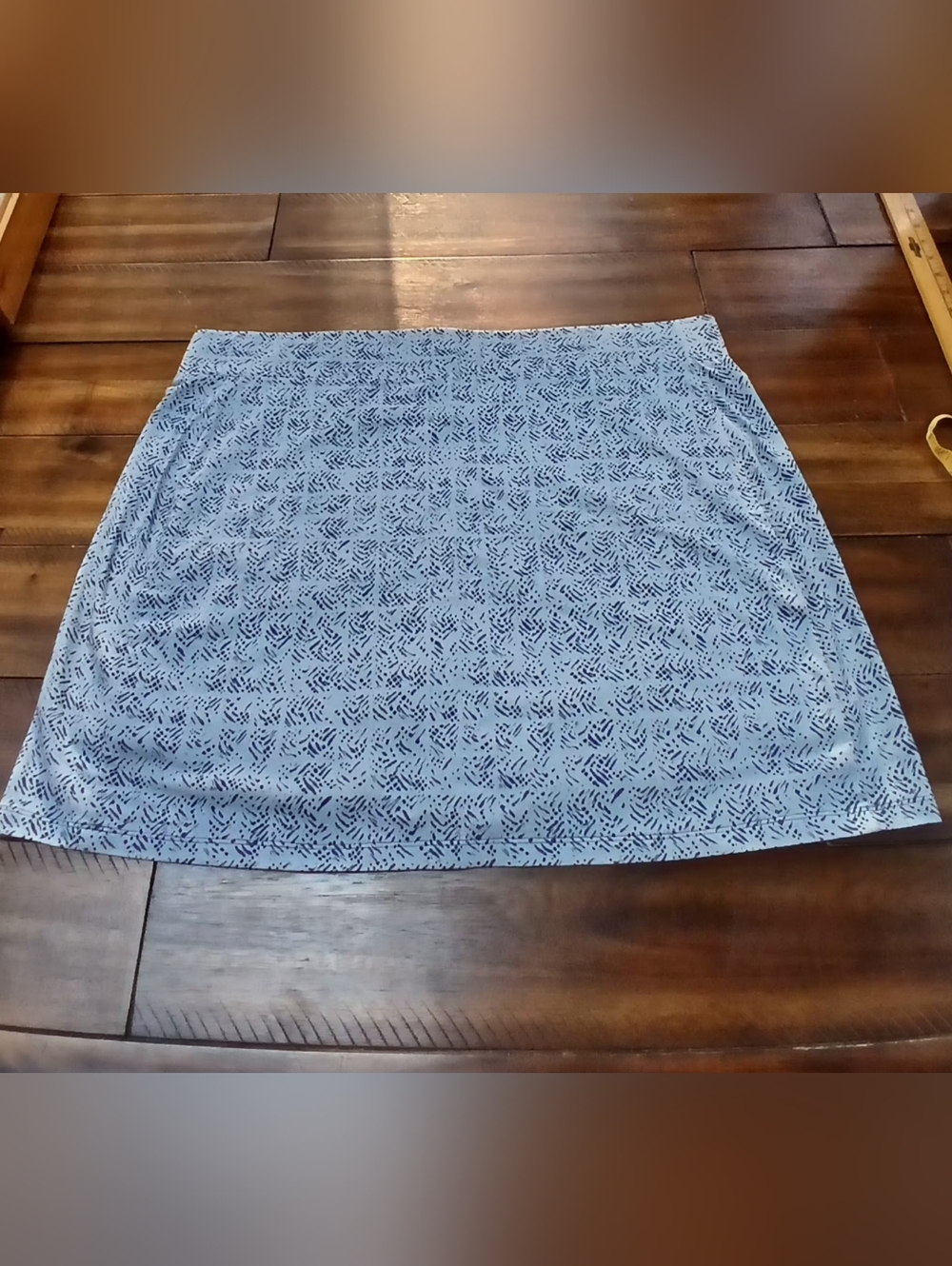 Jones New York Light Blue Mini Skort with Navy Print
